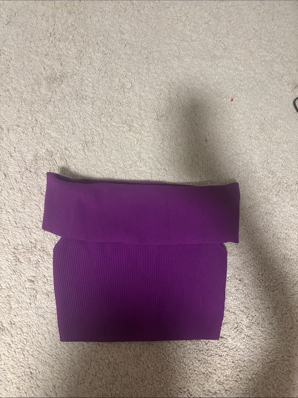 Babaton Purple Fold-Over Ribbed Tube Top